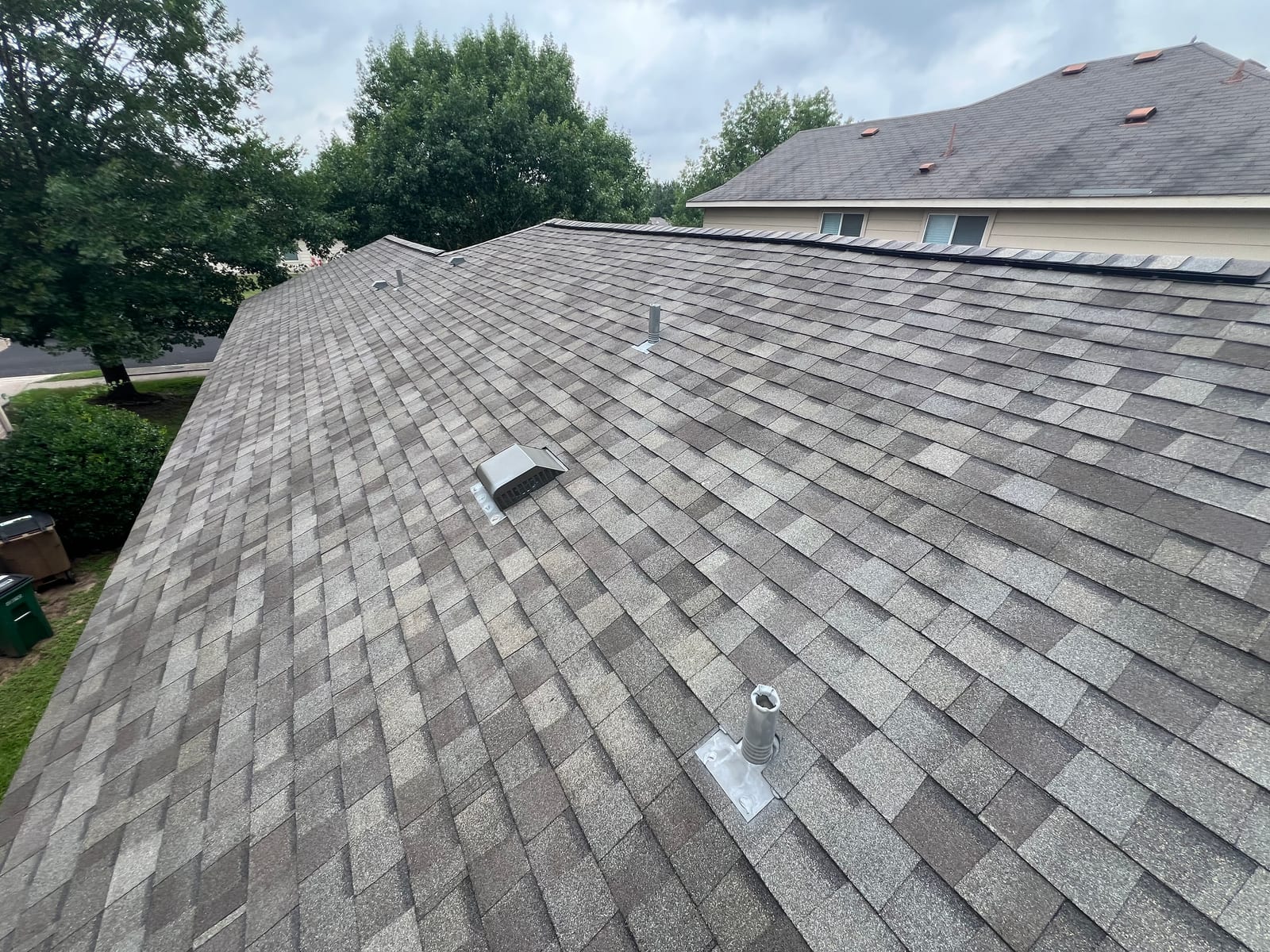 New box vent and pipe boots flashed into the new shingle field